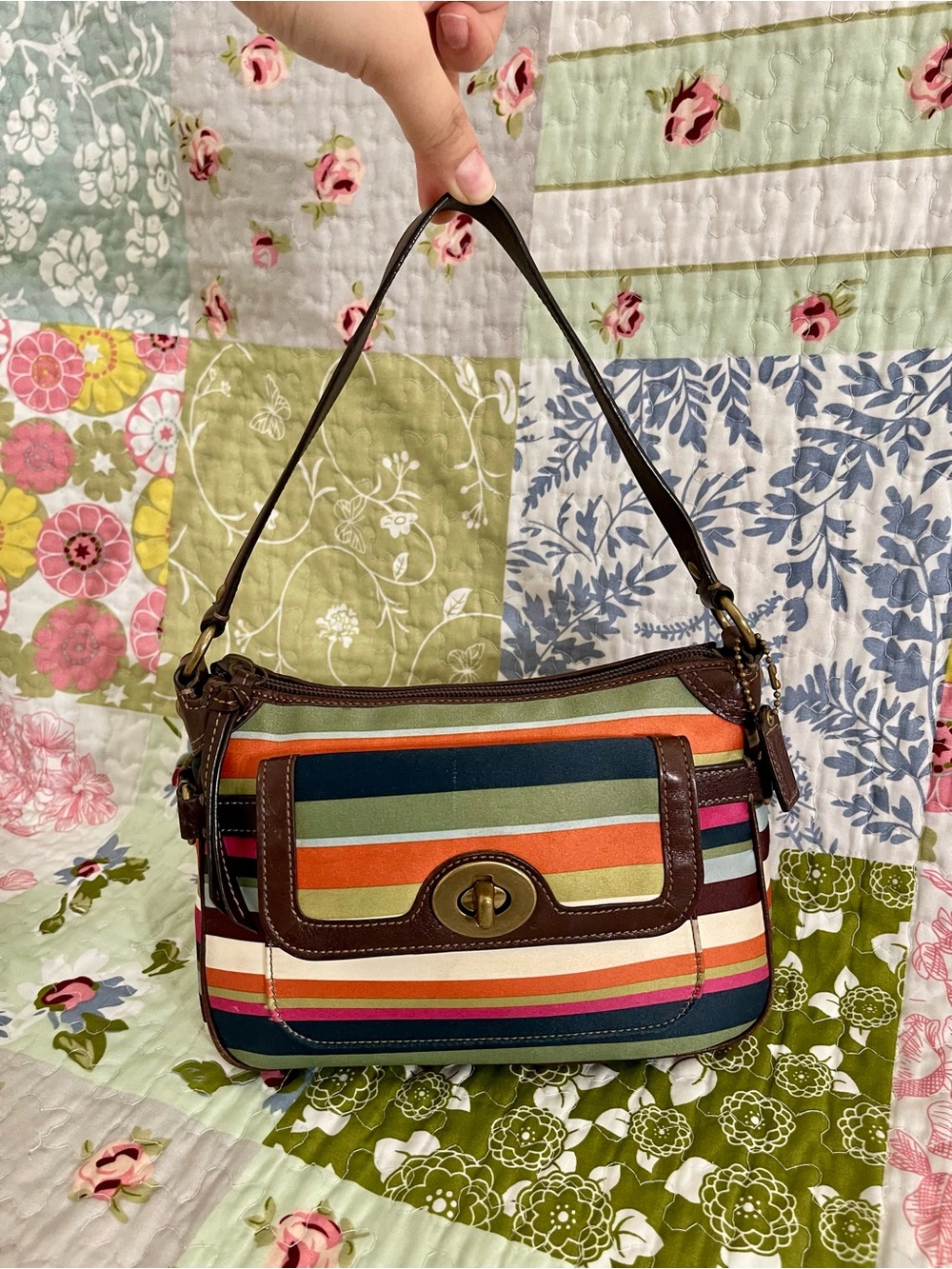 vintage coach legacy striped mini shoulder bag